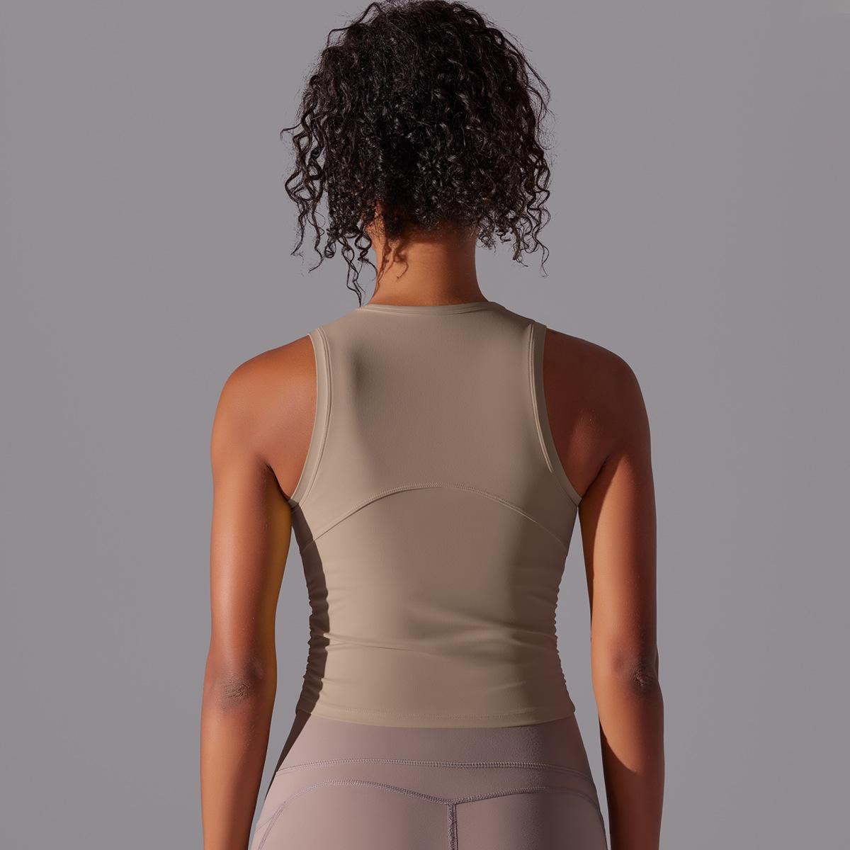 Двусторонний нейлоновый однотонный плотный жилет с круглым вырезом для занятий спортом — фото 18