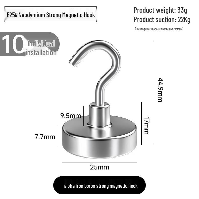 Silné magnetické lepicí háčky, bez vrtání, pro vysoké zatížení, velká velikost pro použití v kuchyni/na lednici.