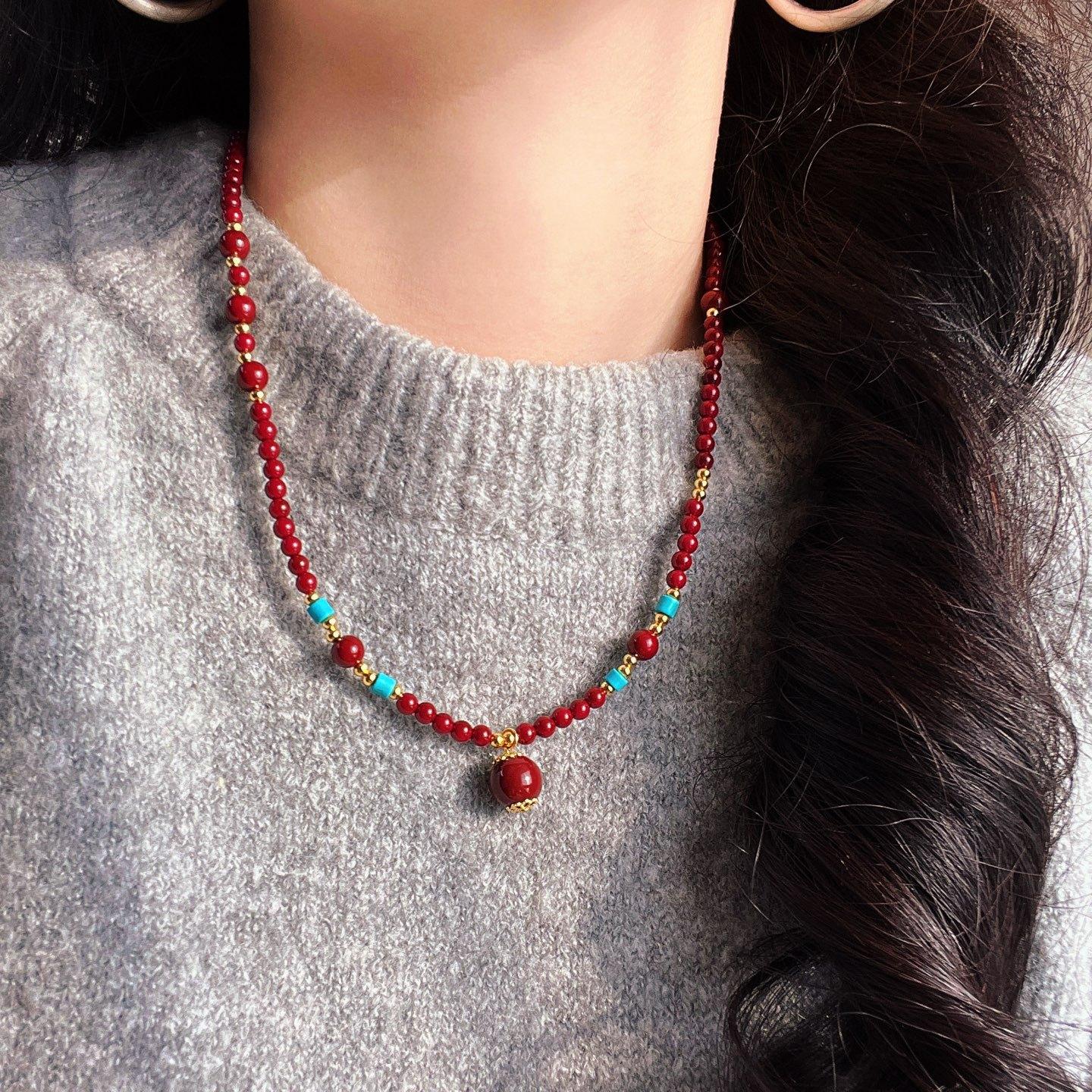 Autumn And Winter Ankara New Year S Red Shijia Pearl Sweater Chain Necklace Necklace