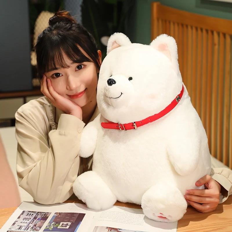 Kawaii Samoyed Plush Toy Stuffed Husky Dolls Lovely Chubby White Dog Puppy Doll Animals Simulation Kawaii Toy Birthday Gifts