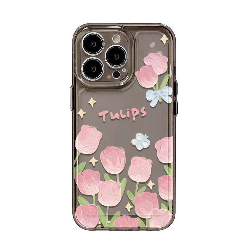 Applicable To iPhone17 Premium Sense Tulip Space Phone Case 16pro Fine Hole X Apple 14 All-inclusive 15 Anti-drop