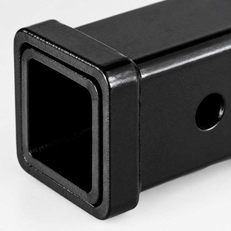 Flanged Trailer Receiver Tube 6 inch with Square Steel Construction, Side Pin Hole, and Treated Black Finish for Towing Modification Projects