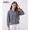 BETU Women's 2025 Autumn Half-Zip Jacquard Knit Sweater