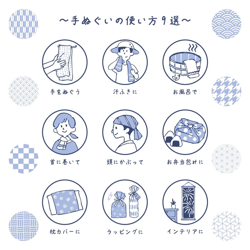 Nomura Towel Sanrio Characters Traditional Japanese Pattern Tenugui Supermarket 34 x 90 Japanese-made (Hand Towel) - KIRIMI-chan. cm, 100% Cotton.