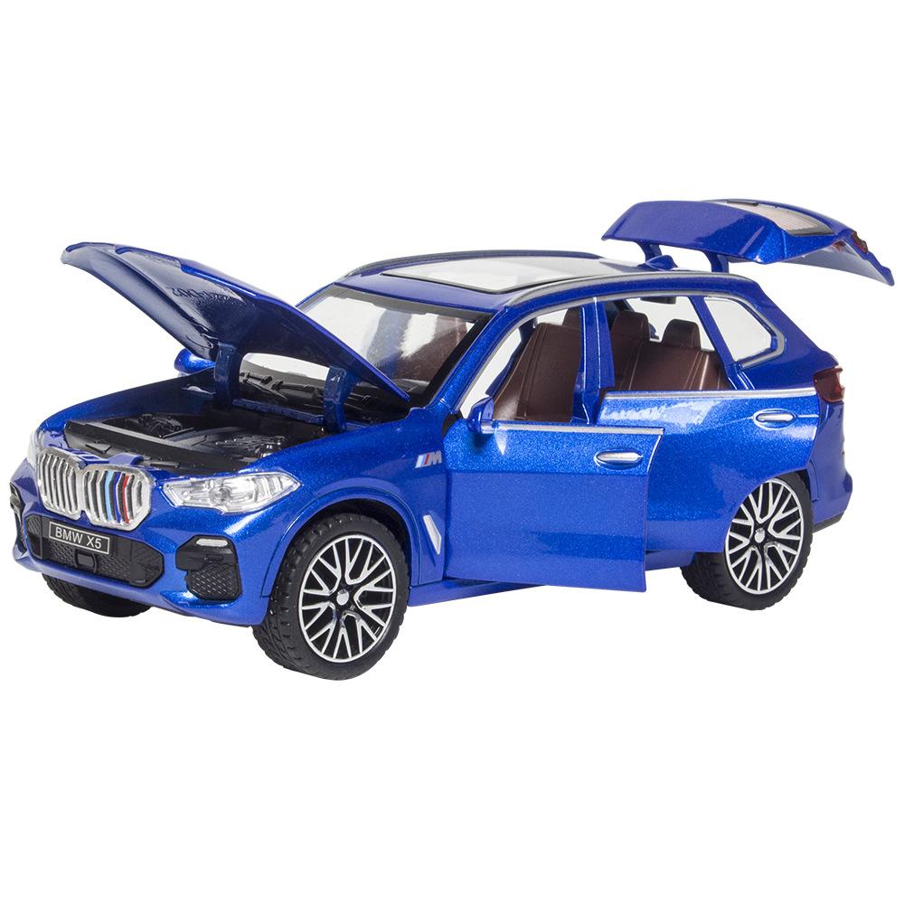 

1/32 Розкішна модель автомобіля-позашляховика BMW X5 зі сплаву, деталізований салон, круті світлові та звукові ефекти, вишукані настільні прикраси синій