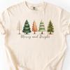Comfort Colors Merry and Bright Trees: Women's Christmas Shirt