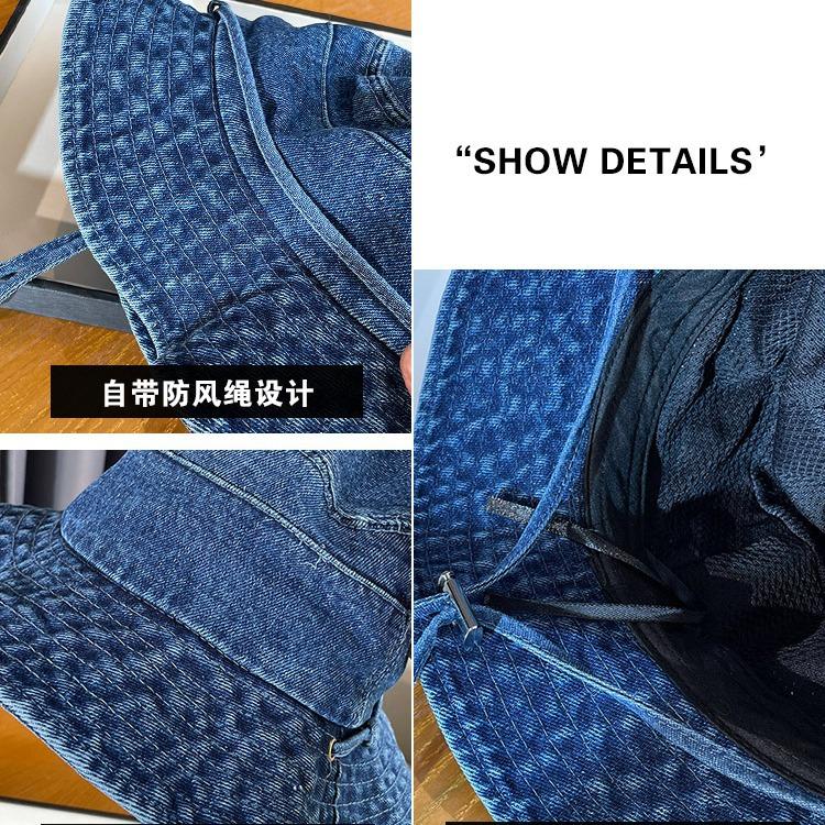 New washed denim bucket hat women's summer mountaineering climbing shading sun protection hat men's retro old hat
