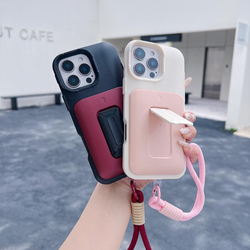 

Новий Розкішний Складаний Тримач Push Pull Гаманець Відділення для карток Ремінець Чохол для телефону Для iPhone 16 Pro Max E 14 11 12 13 15 Pro Max Задня кришка iPhone 15 Pro Max синій