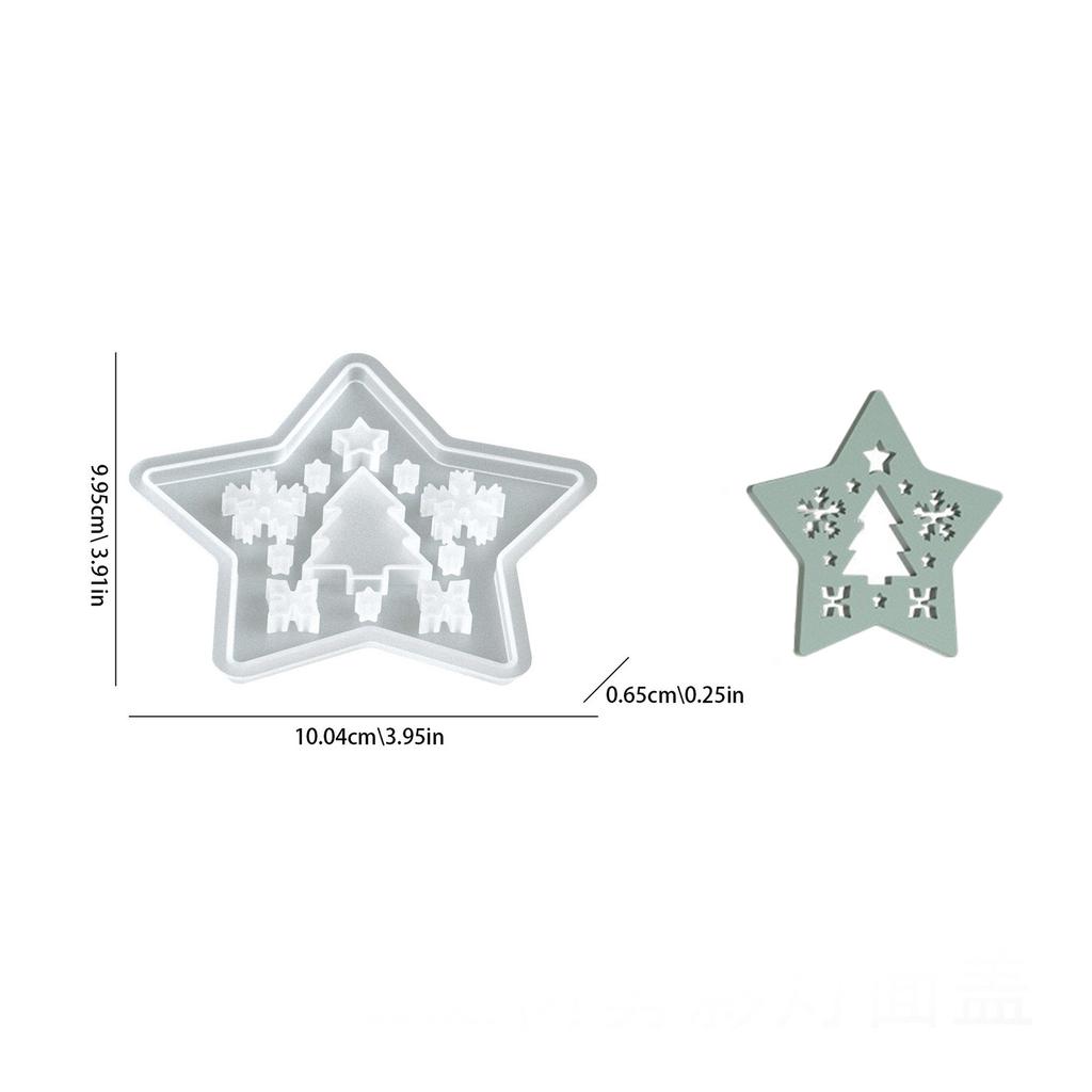 Mould Christmas Openwork Five-Pointed Star Silhouette Lamp Resin Silicone Mold Drip Resin DIY Star Plaster Egg Lamp Decorations