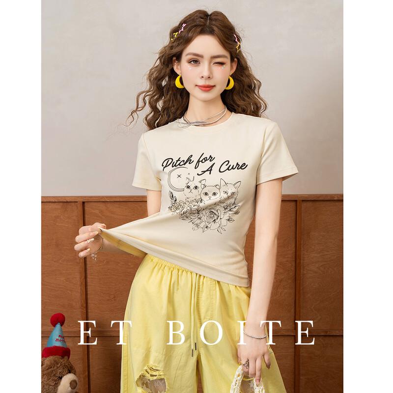 ET BOITE Women s Hippie Cartoon Print T-Shirt L