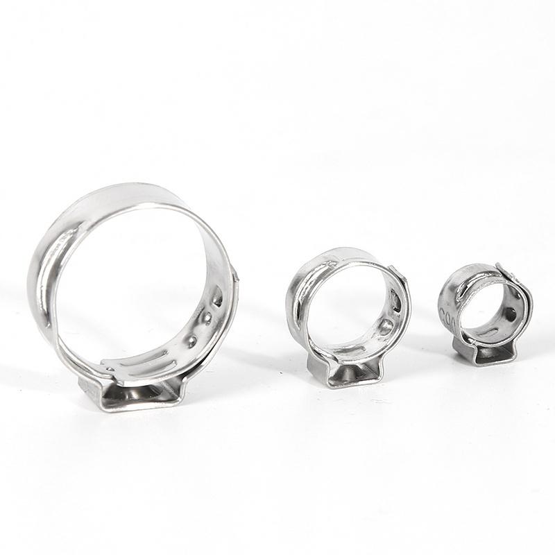 100 Pieces 6-21mm 304 Stainless Steel Single Ear Stepless Hose Clamps With Pincers Kit