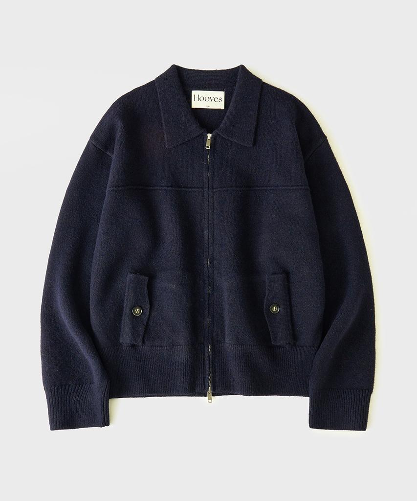 Hooves Wool Knit Blouson Jacket [Deep Navy]