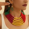 Colored Cotton Rope Woven Multi-layer Necklace Collar Earrings Jewelry Accessory