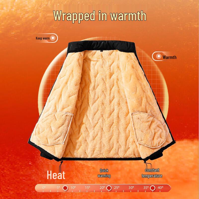 Jeanswest Men's Winter Plush Thickened Stand-Collar Cotton Jacket