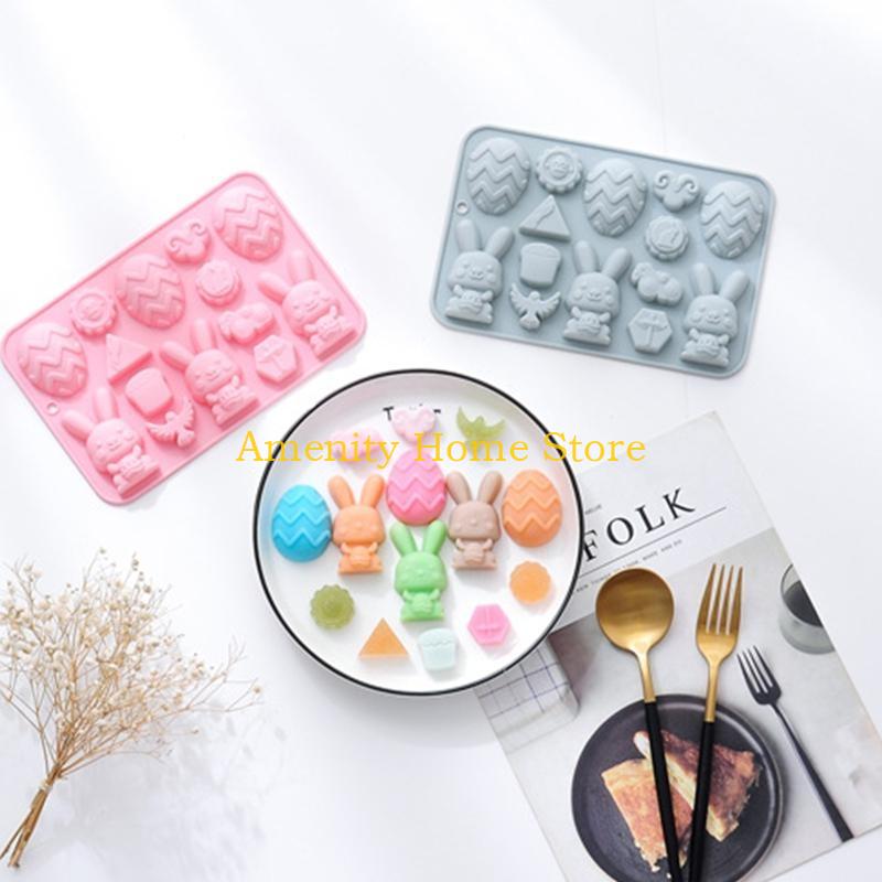 F26C Multi Use Silicone Mold Rabbit Theme Egg Shaped Silicone Mold Baking Tool Gift