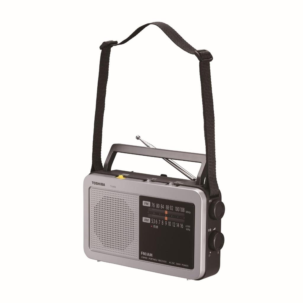 Toshiba Heimradio TY-HR4(S) mit LED-Licht, langlebigem Akku, Skalenanzeige, Abstimmleuchte und Schultergurt