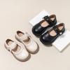 Girls Soft Sole Mary Jane Shoes Princess Style Leather Casual School Dress Shoes with Adjustable Strap and Decorative Flower Accent