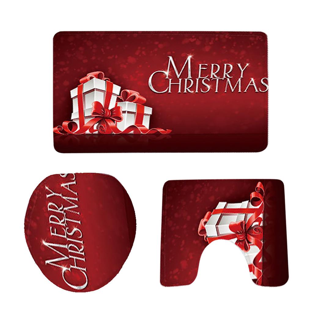 3ks Vánoční Koupelnový podstavec Koberec Víko WC Kryt Vana Koberec Sprchový Koupelnový Protiskluzový Koberec