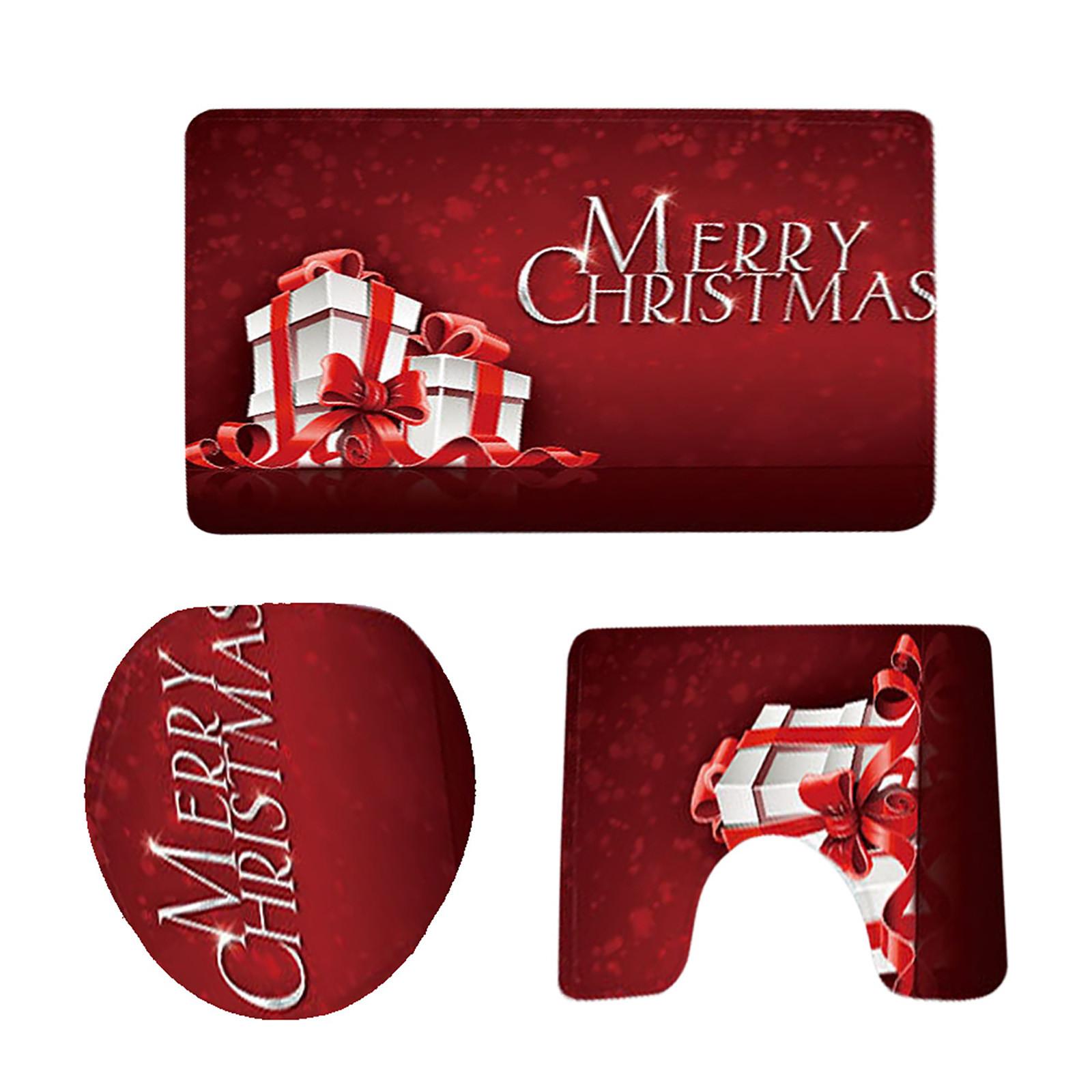 

Рождественский ковер на пьедестале для ванной комнаты, крышка для унитаза, коврик для ванной, нескользящий коврик на пьедестале для душа, ванной комнаты