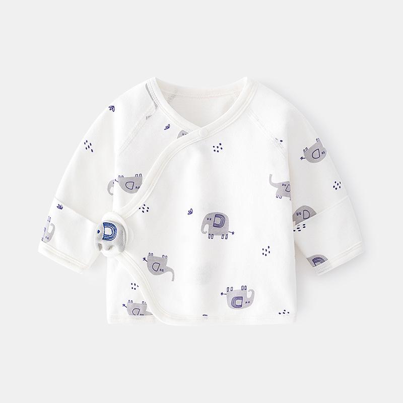 Newborn Boneless Pure Cotton Velcro Half-Back Pajamas - Spring/Autumn Style Baby Top