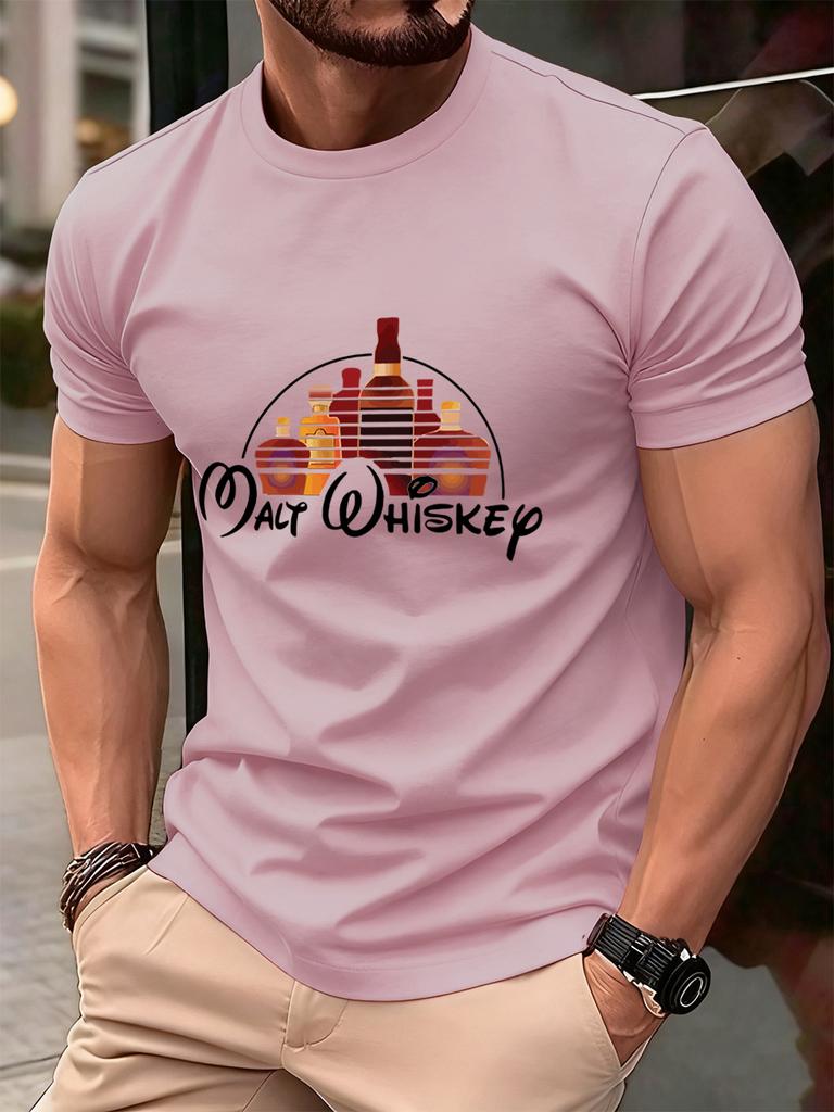 Malt Wiskey Funny Alcool Drunk Prints Men TShirt Cotton Summer Soft Short Sleeve Tops Oversized ONeck T Shirt Casual Clothes