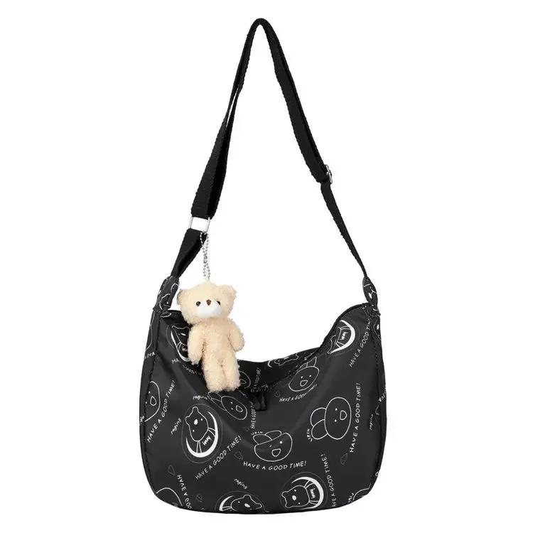 

Сумка через плечо для женщин Ретро Повседневные нейлоновые водонепроницаемые сумки Универсальные для женщин Дизайнерские сумки Женские сумки чёрный