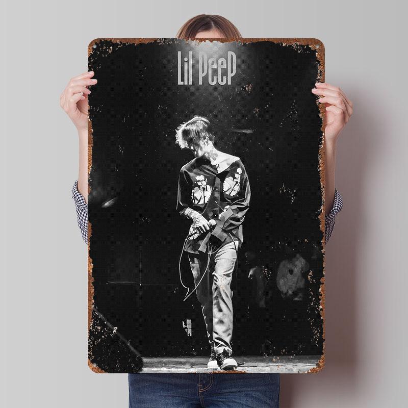 

Lil Peep Performing on Stage Printed Poster Customized Wall Art Retro Vintage Metal Tin Signs for Luxury Home Decor Items Room 20x30cm（7.8x11.8inch）