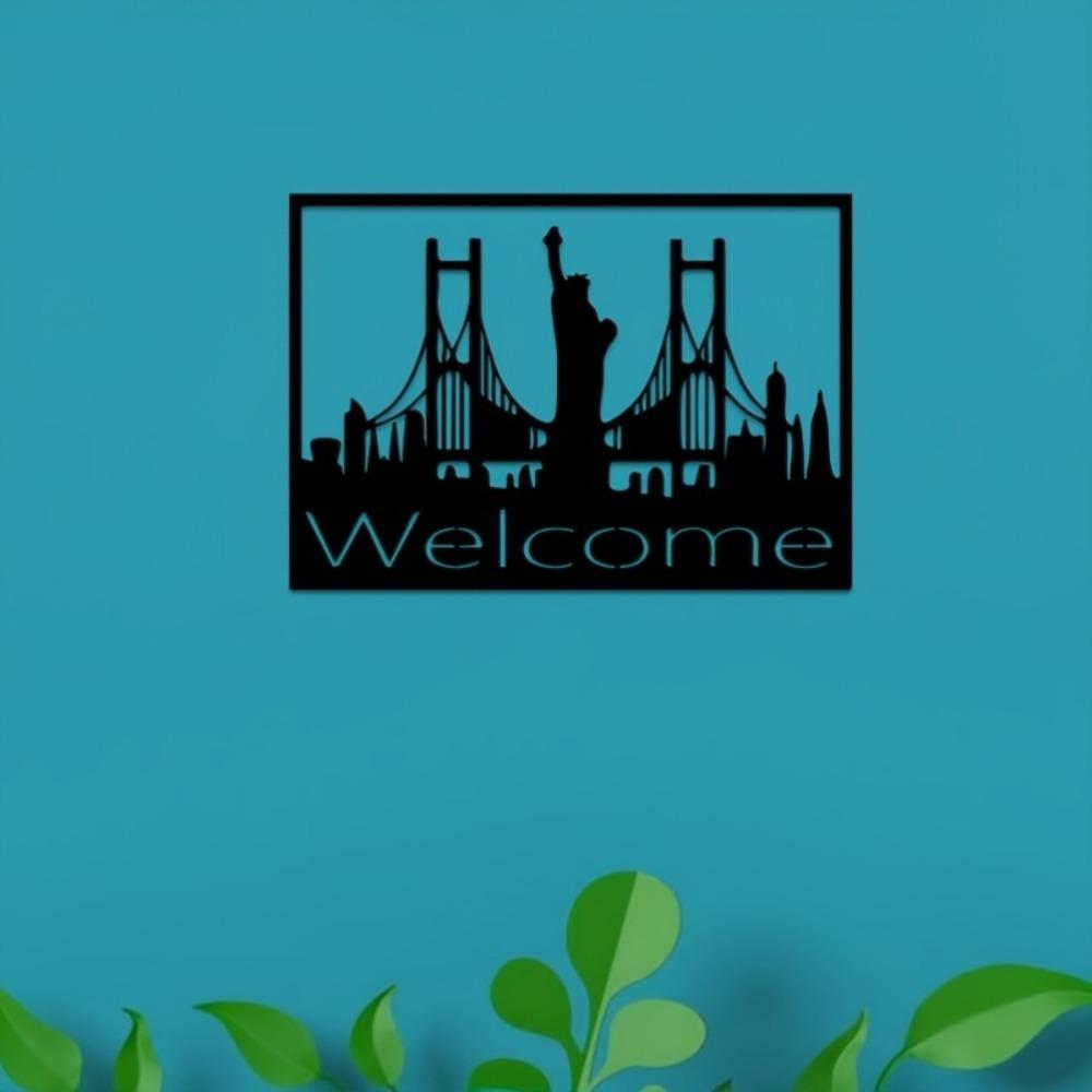 2D Flat Metal Wall Art Liberty Bridge Design Home Decor 1pc