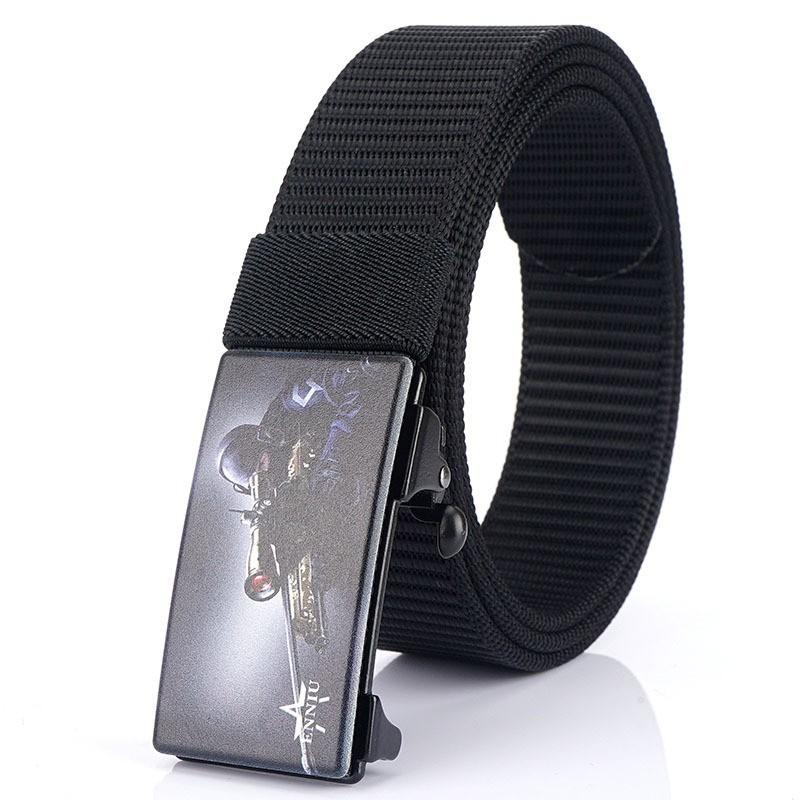 2020 Toothless Automatic Buckle Belt Thick Nylon Canvas All-match Casual Outdoor 120cm