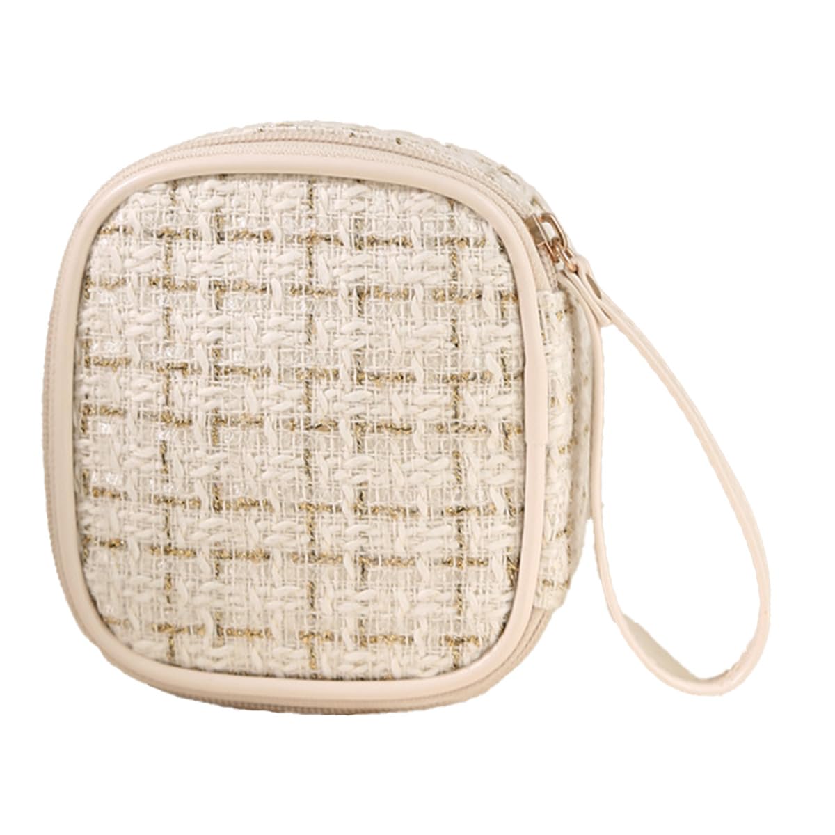 

Cute Cosmetic Pouch for Women, Makeup Pouch with Small Organizer, Large Capacity, Full Makeup Storage, Travel, Portable Mini Pouch (White)