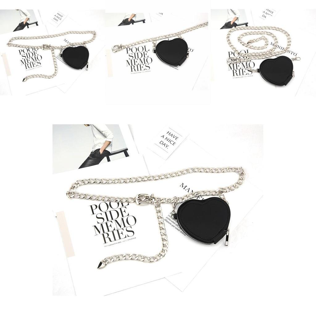 Fashion Metal Women Waist Chain With Detachable Heart Shaped Bag Pendant For Outdoor Wear