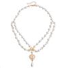 Gothic Cross Necklace Chain Simulation Pearl Beaded Layered Jewelry Gift