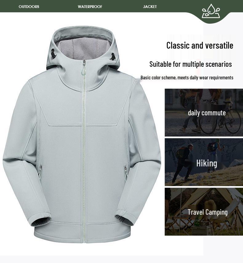 Couples' Hooded Windbreaker: Autumn/Winter Travel, Soft Shell, Windproof, Waterproof, Breathable, Warm, Mountaineering Single Layer.