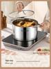 10-Piece Stainless Steel Cookware Set: Frying Pan, Milk Pot, and Double-Bottom Soup Pot.