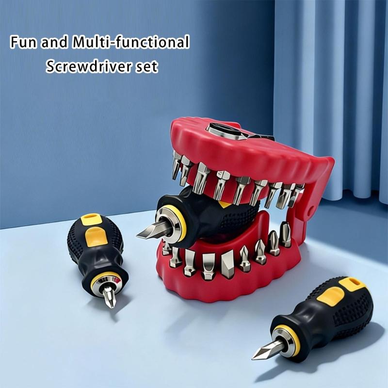 Short Handle Screwdriver Set Portable Encapsulation Radish Handle Flat Crossing Head Screwdriver For Repairing Tool