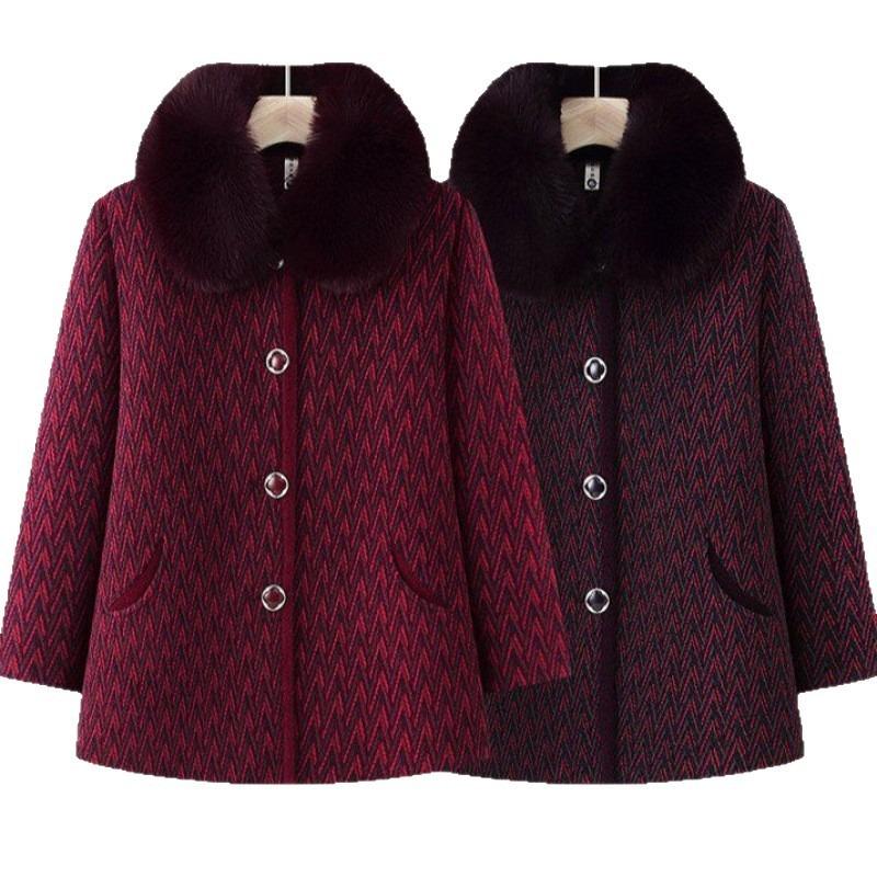 Middle-aged Elderly Autumn and Winter Clothing Female Grandmother Winter Clothing Fleece Jacket Mother Mink Fleece Coat Old Lady Clothing