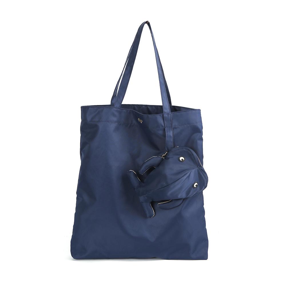 

Foreign trade Xiaozhong An ya cute whale shopping bag waterproof nylon two-in-one single shoulder folding storage pendant bag female темно-синього кольору