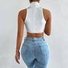 European and American women's clothing pullover round neck sleeveless exposed navel short small vest women's summer outer wear inner design top