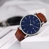 BUREI Leather Popular Simple Perfect for Commuting Men's Watch, Brand, Analog, Waterproof, Stylish, (Blue-Brown) [Used]
