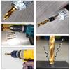 6 Pieces/set Drill Tap Combination for Titanium Coated HSS 1/4inch Hex Shank Metric Thread Drill & Tap Bits Set M3-M10