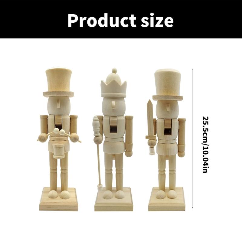 25,5 cm Casse-Noisettes de Noël Roi Soldat Bois Casse-Noisettes Inachevés Figurine Artisanat Peinture Marionnette Non Peinte Ornement