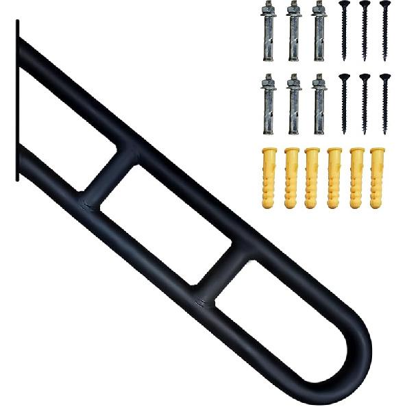 Handrails for Outdoor Steps, 21" Wall Mounted Railings for 1-3 Steps, Stair Railing Safety Grab Bar with 2 Anti-Skid Crossbar for Garage, Porch,