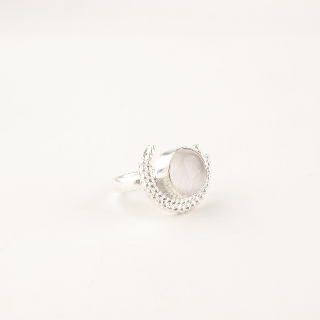 Selenite Gemstone 925 Sterling Silver Handmade Jewelry April Birthstone Ring RR-48-36