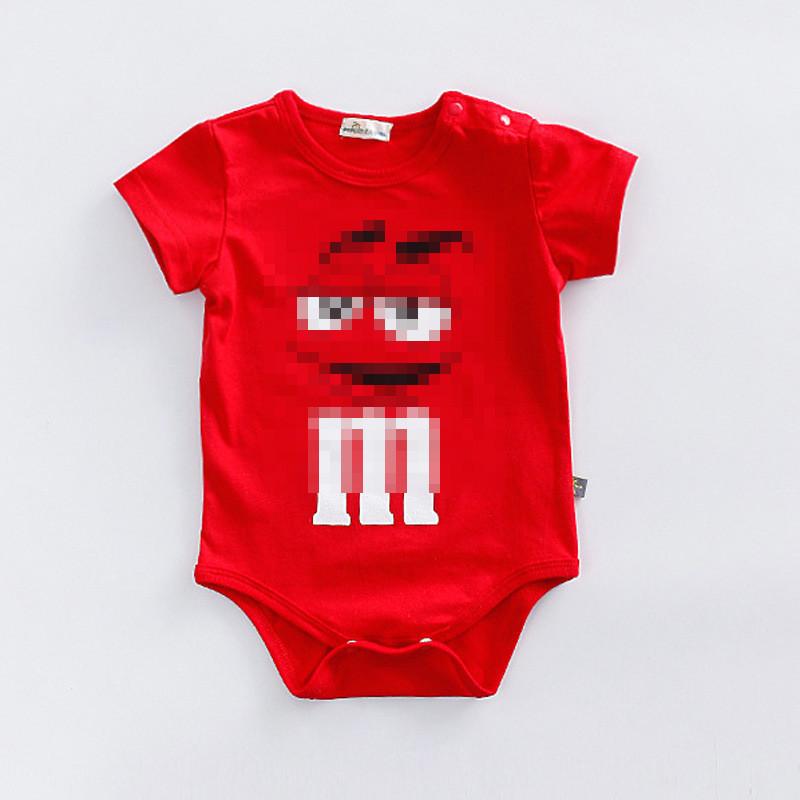 Baby Cotton Short Sleeve Romper For Newborns With Solid Color And Letter Print Design