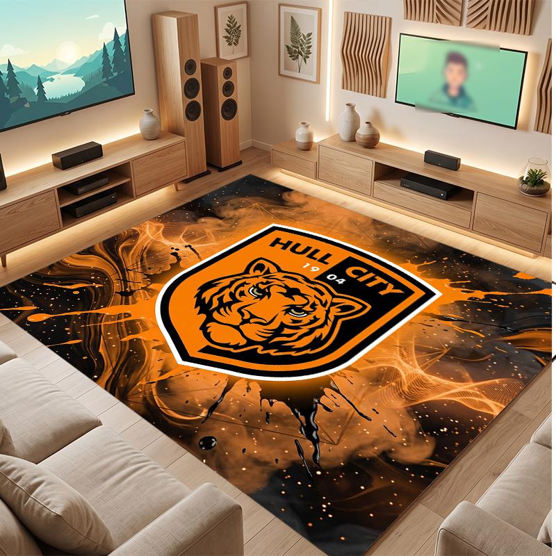 Tappeto in Velluto di Cristallo con Stampa Calcio Hull City, Comodo Assorbente d'Acqua Antiscivolo Tappeto per Pavimento Interno