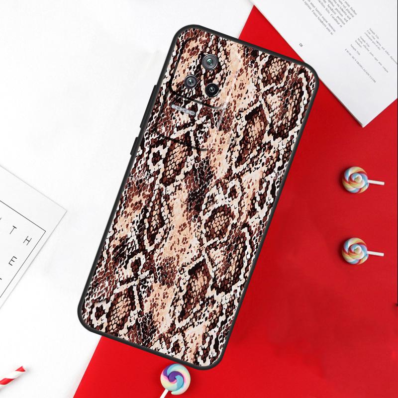 Snake Texture Cover For Xiaomi 14 Ultra 15 13 11T 12T 13T 14T Pro POCO X7 Pro X3 X5 X6 M6 F5 F6 Pro Case
