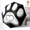 1pc Paw Print Heart Automatic Folding Umbrella, Heavy Duty 8 Rib Iron Frame,  Suitable for Travel, Daily Use, Birthday, Decor Gift m0105102