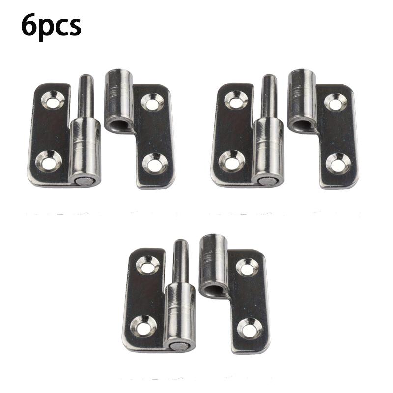 6Pcs Detachable Hinges - 304 Stainless Steel, Left-Hand Pull-And-Slide Joint Design Classic Style Durable Metal Hardware Accessories Ensures Safe