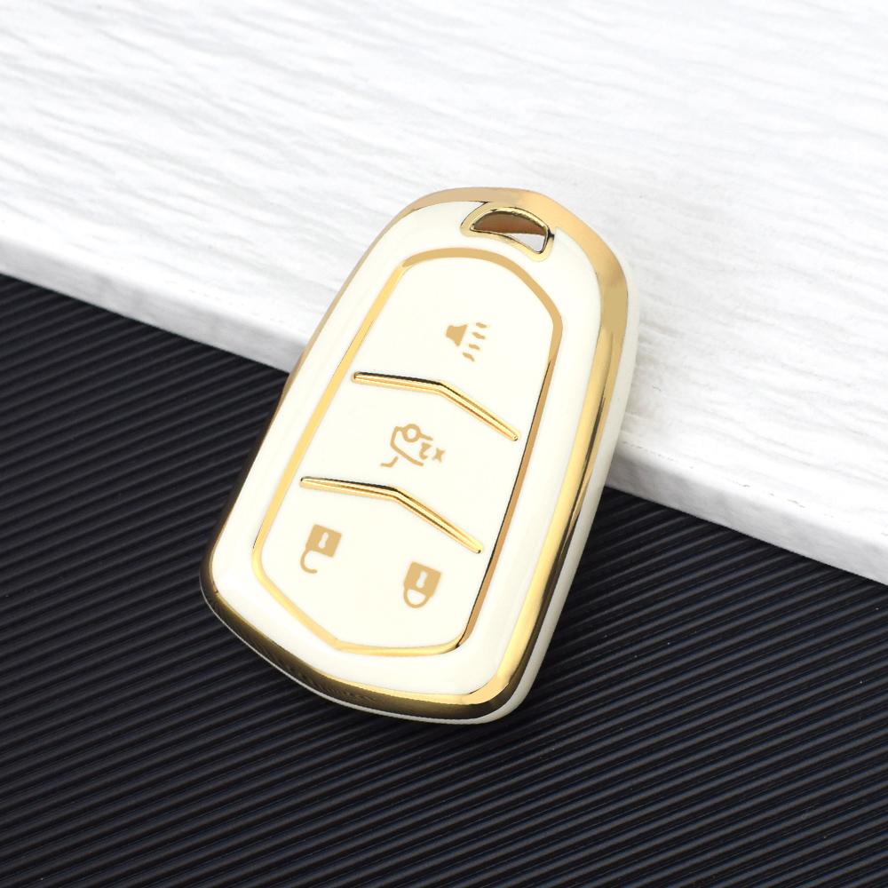 4 Buttons Car Key Shell Case Cover for Cadillac ATS CT6 CTS DTS XT5 Escalade ESV SRX STS XTS ELR 2014 - 2018 Remote Key Holder Keychain