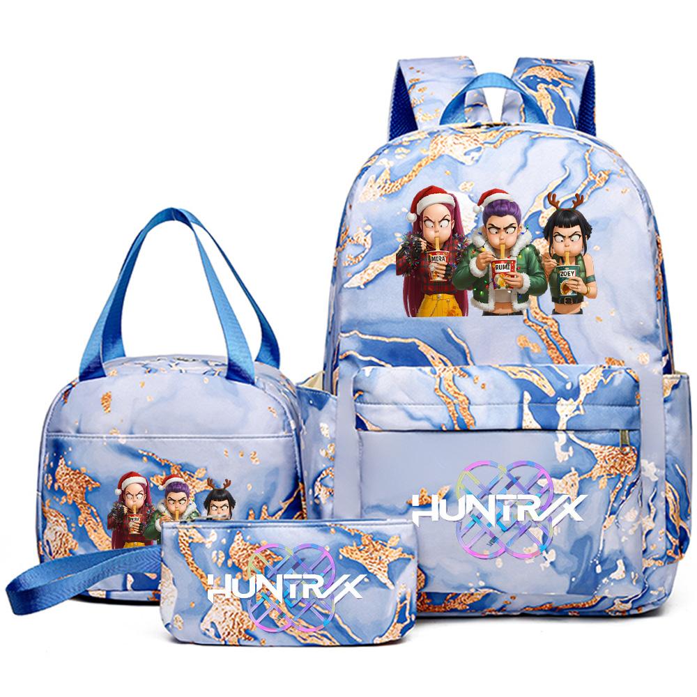 3Pcs/set Christmas K-pop Printed Backpack Handbag Pencil Case for Teenager Student Girl Boy Bookbag Schoolbag Women Large Capacity Travel Bag Kid Gift